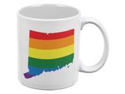 LGBT Connecticut State Gay Pride Rainbow White All Over Coffee Mug
