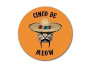 Funny Cat Cinco de Mayo Meow 4x4 Round Decal
