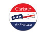 Election 2016 Chris Christie Waving Flag 4x4 Round Decal