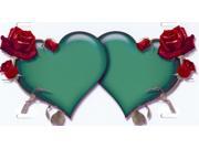 Double Hearts with Roses Green on White Plate
