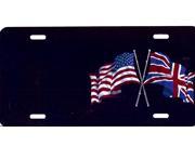 American British Flags Black Offset Airbrush License Plate Free Names on Air Brush