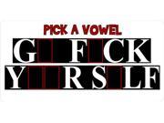 Pick A Vowel Photo License Plate