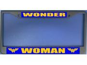 Wonder Woman On Blue Photo License Plate Frame Free Screw Caps with this Frame