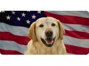 Yellow Lab On American Flag Photo License Plate