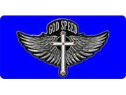 God Speed Cross And Wings Photo License Plate