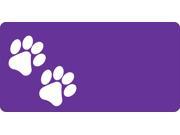 White Paw Prints Offset On Purple License Plate Free Personalization on this plate