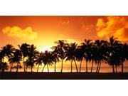 Orange Sunset Palm Tree Beach Scene Plate