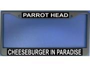 Parrot Head Cheeseburger In Paradise Chrome License Plate Frame. Free Screw Caps Included
