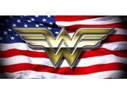 Wonder Woman On American Flag Photo License Plate