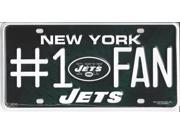 New York Jets 1 Fan Metal License Plate