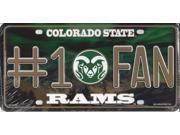 Colorado State Rams 1 Fan Metal License Plate
