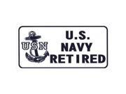 Navy Retired on White Photo License Plate