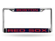 Boston Red Sox Laser Chrome License Plate Frame Free Screw Caps Included