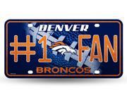Denver Broncos 1 Fan Glitter License Plate