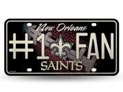 New Orleans Saints 1 Fan Glitter License Plate