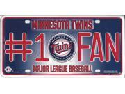 Minnesota Twins 1 Fan Metal License Plate