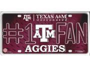 Texas A M 1 Fan Metal License Plate