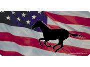 Galloping Horse Silhouette Mustang on Flag Plate