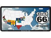 Route 66 With State Flags License Plate