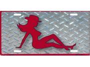 Red Cowgirl on Diamond License Plate