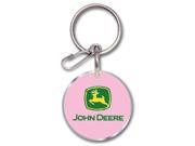 Pink Enamel John Deere Key Chain