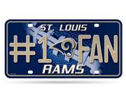 St. Louis Rams 1 Fan Glitter License Plate