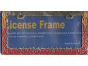 Flames Gold License Frame. Free Screw Caps Included