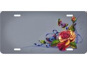 Flowers Offset On Grey Airbrush License Plate Free Names on this Air Brush