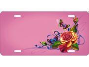 Flowers Offset On Pink Airbrush License Plate Free Names on this Air Brush