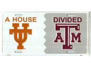 Texas Longhorns A M House Divided License plate