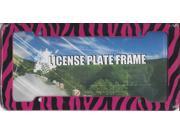 Pink Zebra Print Plastic License Frame