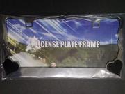 Chrome With Black Hearts License Plate Frame