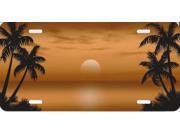 Palm Trees with Sun on Mocha License Plate