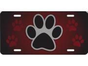 Pawprint Red With Brushed Aluminium Metal License Plate Pawprint Red With Brushed Aluminium Metal License Plate