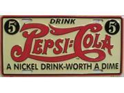 Pepsi Cola Vintage 5c License Plate