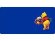 Winnie the Pooh Bear with Flowers on Blue Plate