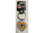 Green Bay Packers Bling Rhinestone Heart Keychain