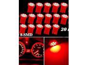 20X Red T10 W5W 158 168 192 194 906 8 SMD LED Dash Speedometer Instrument Light