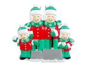 Snow Shovel Family of 4 Personalized Christmas Tree Ornament