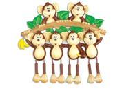 Monkey Family 6 Personalized Christmas Tree Ornament