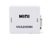 Hongta® Mini Compact Video VGA Audio to HDMI 1080P Converter Box Adapter White VGA to HDMI Converter with 3.5mm audio for HDTV 1080P with USB Power Great for P