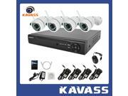 KAVASS HDMI 4CH Security Wireless NVR with 4 Indoor Outdoor 720P HD Wireless WiFi Surveillance Network IP Cameras