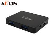 AURIN Ultra slim 4 port USB 3.0 Hub with 2ft Cable USB Powered equipped with 5V Power Slot Black