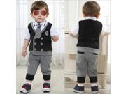 2PCS Gentleman Baby Boys T shirt Top Short Pants Outfit Set