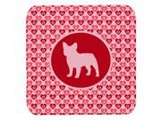 Set of 4 French Bulldog Valentine Hearts Foam Coasters