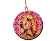 Bloodhound Valentine s Love and Hearts Ceramic Ornament