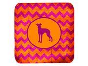 Set of 4 Italian Greyhound Chevron Pink and Orange Foam Coasters