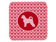 Set of 4 Portuguese Water Dog Valentine Hearts Foam Coasters
