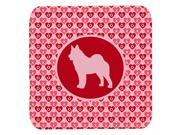 Set of 4 Norwegian Elkhound Valentine Hearts Foam Coasters