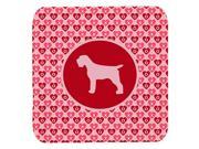 Set of 4 Wirehair Pointing Griffon Valentine Hearts Foam Coasters